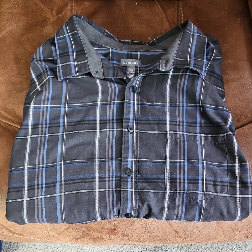 Van Heusen Black and Blue Checkered Shirt